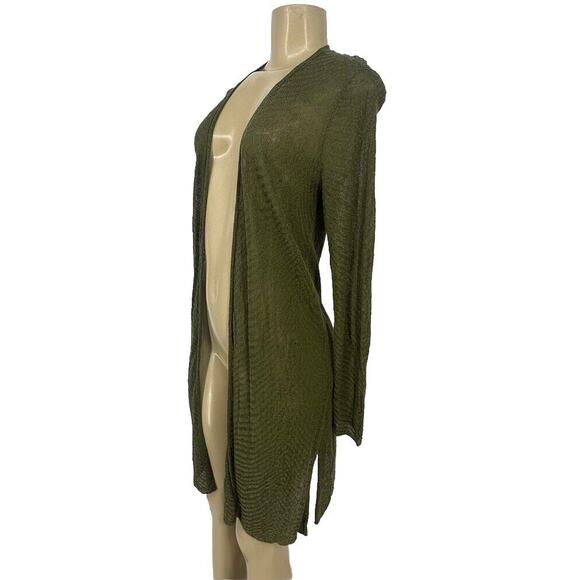 Eileen Fisher XXS Women Open Front Hemp Cardigan Duster Light Breathable TS141 - Picture 2 of 7